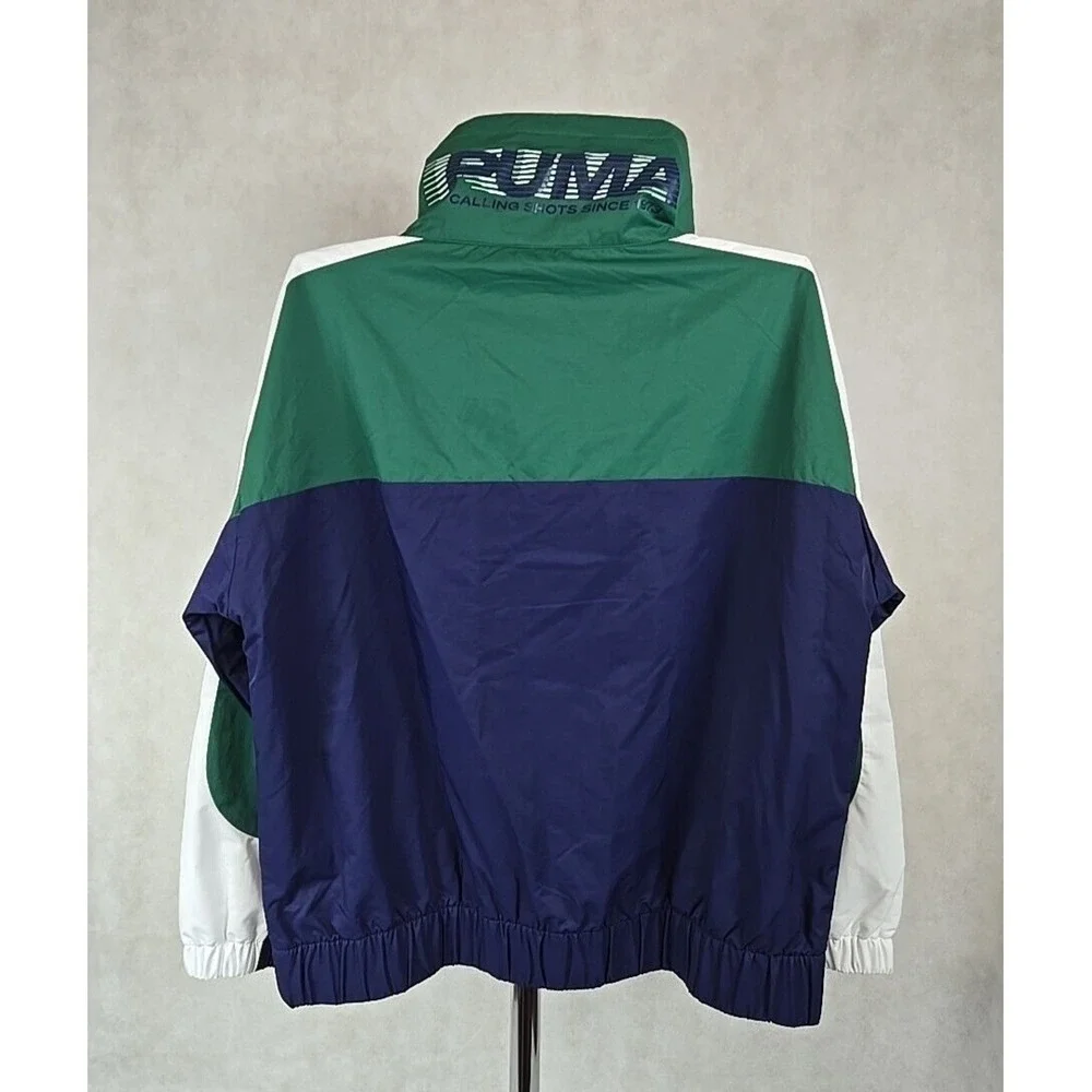PUMA Jacket‎ Mens Size Medium Ambrose Overtime Hooded Activewear Green Blue NWT